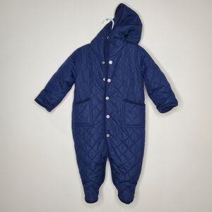 Ralph Lauren Navy Quilted Barn Bunting With Hood Size 6 Months